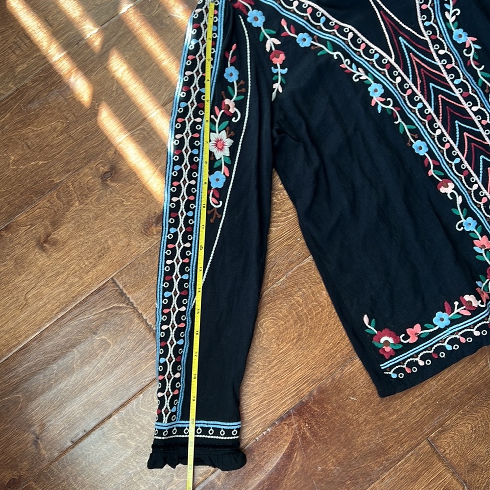 Anthropologie Black Embellished Long Sleeve Blouse - Picture 9 of 11